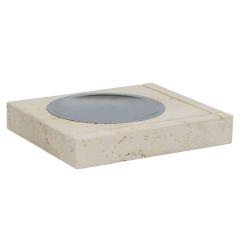  Fratelli Mannelli F Lli Mannelli Ashtray Travertine and Stainless Steel Signed - 2844260