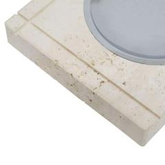  Fratelli Mannelli F Lli Mannelli Ashtray Travertine and Stainless Steel Signed - 2844261