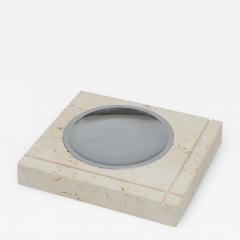  Fratelli Mannelli F Lli Mannelli Ashtray Travertine and Stainless Steel Signed - 2846259