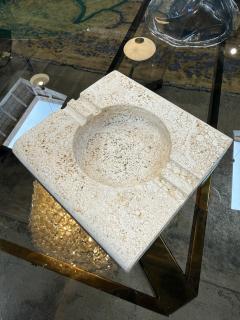  Fratelli Mannelli Fratelli Mannelli Italian Travertine Square Ashtray - 4518965