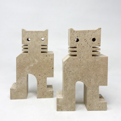  Fratelli Mannelli Mid Century Modern Pair of Travertine Bookends by Fratelli Mannelli Italy 1970 - 3672012