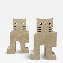  Fratelli Mannelli Mid Century Modern Pair of Travertine Bookends by Fratelli Mannelli Italy 1970 - 3673453