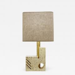  Fratelli Mannelli Mid Century Modern Travertine Brass Table Lamp by Fratelli Mannelli - 2530271