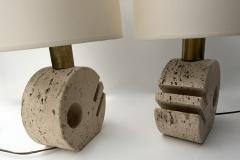 Fratelli Mannelli Pair of Travertine Abstract Sculpture Lamps by Fratelli Mannelli Italy 1970s - 4466856