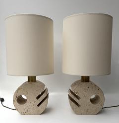  Fratelli Mannelli Pair of Travertine Abstract Sculpture Lamps by Fratelli Mannelli Italy 1970s - 4466860