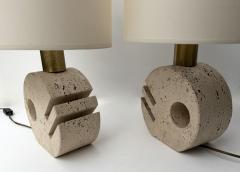  Fratelli Mannelli Pair of Travertine Abstract Sculpture Lamps by Fratelli Mannelli Italy 1970s - 4466861