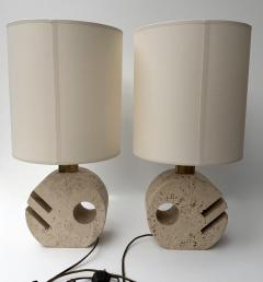  Fratelli Mannelli Pair of Travertine Abstract Sculpture Lamps by Fratelli Mannelli Italy 1970s - 4466862