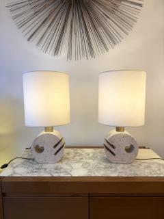  Fratelli Mannelli Pair of Travertine Abstract Sculpture Lamps by Fratelli Mannelli Italy 1970s - 4466864