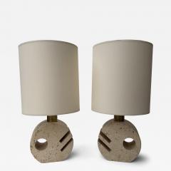  Fratelli Mannelli Pair of Travertine Abstract Sculpture Lamps by Fratelli Mannelli Italy 1970s - 4466971