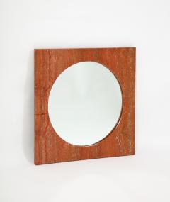  Fratelli Mannelli Red Travertine Square Mirror Italy 1970s - 2870588