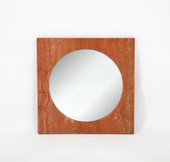  Fratelli Mannelli Red Travertine Square Mirror Italy 1970s - 2870589