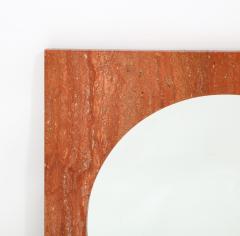  Fratelli Mannelli Red Travertine Square Mirror Italy 1970s - 2870590