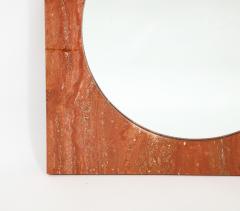  Fratelli Mannelli Red Travertine Square Mirror Italy 1970s - 2870593