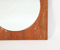  Fratelli Mannelli Red Travertine Square Mirror Italy 1970s - 2870594