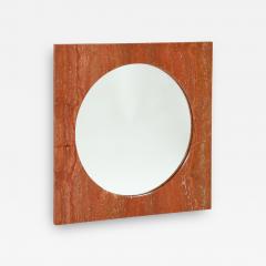  Fratelli Mannelli Red Travertine Square Mirror Italy 1970s - 2878465
