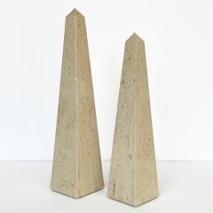  Fratelli Mannelli Set of 2 Italian Travertine Obelisk Sculptures - 3634967