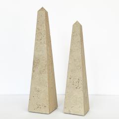  Fratelli Mannelli Set of 2 Italian Travertine Obelisk Sculptures - 3634970