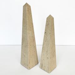  Fratelli Mannelli Set of 2 Italian Travertine Obelisk Sculptures - 3634972