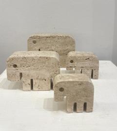  Fratelli Mannelli Set of 4 Travertine Elephant Sculptures by Fratelli Mannelli - 2553925