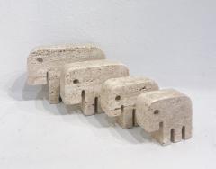  Fratelli Mannelli Set of 4 Travertine Elephant Sculptures by Fratelli Mannelli - 2553926