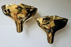  Fratelli Martini Pair of Fratelli Martini Bronze Floral Italian 1980s Wall Lamps - 3290709