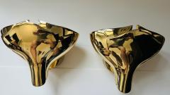  Fratelli Martini Pair of Fratelli Martini Bronze Floral Italian 1980s Wall Lamps - 3290710