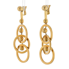  Fred of Paris FRED OF PARIS 18K YELLOW GOLD TRIPLE CIRCLE DROP DANGLING EARRINGS - 2732107