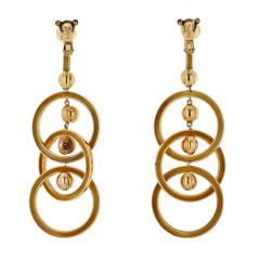  Fred of Paris FRED OF PARIS 18K YELLOW GOLD TRIPLE CIRCLE DROP DANGLING EARRINGS - 2732115