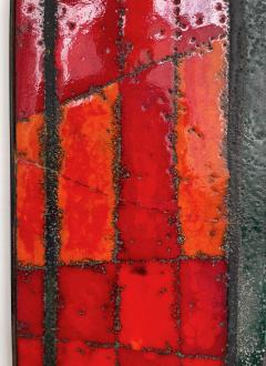  Freres Cloutier Cloutier Frerez Brutalist Red Enameled Lava Tile Wall Sculpture - 3494048