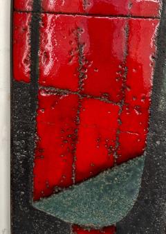  Freres Cloutier Cloutier Frerez Brutalist Red Enameled Lava Tile Wall Sculpture - 3494049