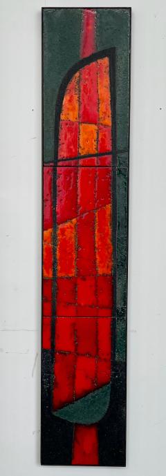  Freres Cloutier Cloutier Frerez Brutalist Red Enameled Lava Tile Wall Sculpture - 3494073