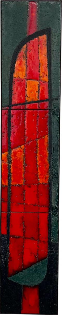  Freres Cloutier Cloutier Frerez Brutalist Red Enameled Lava Tile Wall Sculpture - 3496569