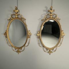  Friedman Brothers Pair of English Regency Style Gilt Wood Oval Mirror Wall Console Over Mantle - 3397629