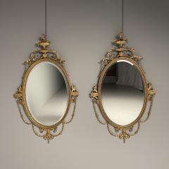  Friedman Brothers Pair of English Regency Style Gilt Wood Oval Mirror Wall Console Over Mantle - 3397630