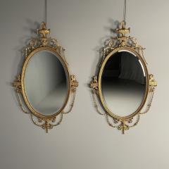  Friedman Brothers Pair of English Regency Style Gilt Wood Oval Mirror Wall Console Over Mantle - 3397631