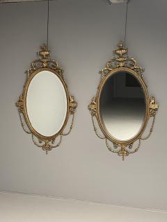  Friedman Brothers Pair of English Regency Style Gilt Wood Oval Mirror Wall Console Over Mantle - 3397632