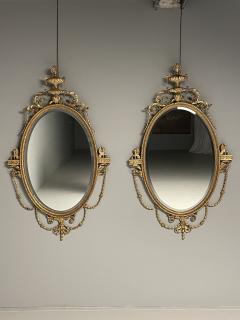  Friedman Brothers Pair of English Regency Style Gilt Wood Oval Mirror Wall Console Over Mantle - 3397633