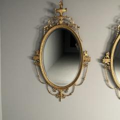  Friedman Brothers Pair of English Regency Style Gilt Wood Oval Mirror Wall Console Over Mantle - 3397634