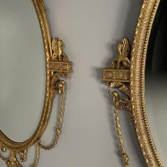  Friedman Brothers Pair of English Regency Style Gilt Wood Oval Mirror Wall Console Over Mantle - 3397638