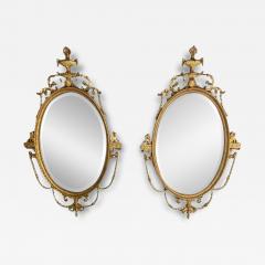  Friedman Brothers Pair of English Regency Style Gilt Wood Oval Mirror Wall Console Over Mantle - 3408144