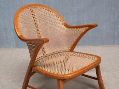  Frits Schlegel Frits Schlegel Attributed Armchair in Cherry Wood Cane Boucl Denmark 1940s - 4446345