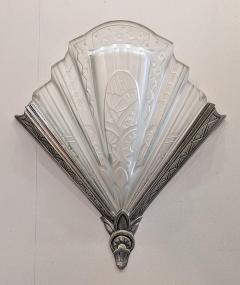  Frontisi Pair of French Art Deco Wall Sconces Signed by Frontisi - 4378296