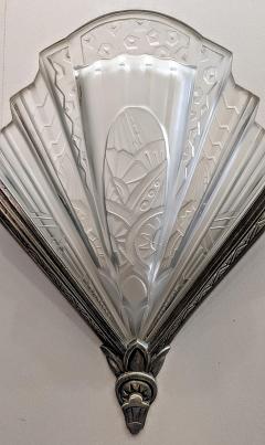  Frontisi Pair of French Art Deco Wall Sconces Signed by Frontisi - 4378301