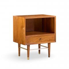  Furnette Inc Paul McCobb Style Furnette Mid Century Walnut and Brass Nightstands Pair - 4573181