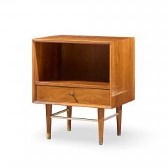 Furnette Inc Paul McCobb Style Furnette Mid Century Walnut and Brass Nightstands Pair - 4573182