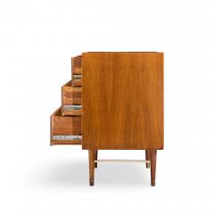  Furnette Inc Paul McCobb Style Furnette Mid Century Walnut and Brass Three Drawer Dresser - 4573239