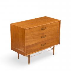  Furnette Inc Paul McCobb Style Furnette Mid Century Walnut and Brass Three Drawer Dresser - 4573245