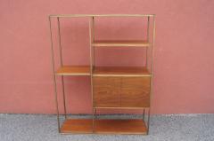  Furnette Inc Walnut and Brass Etagere by Furnette in the Style of Paul McCobb - 1433991