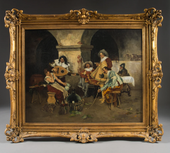  G NOVELLI ANTIQUE ITALIAN OIL ON CANVAS DEPICTING MUSKETEERS BY G NOVELLI - 3565861