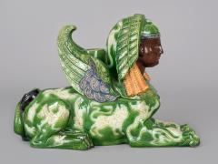  G St French Majolica Winged Sphinx Candle Holder - 1742563